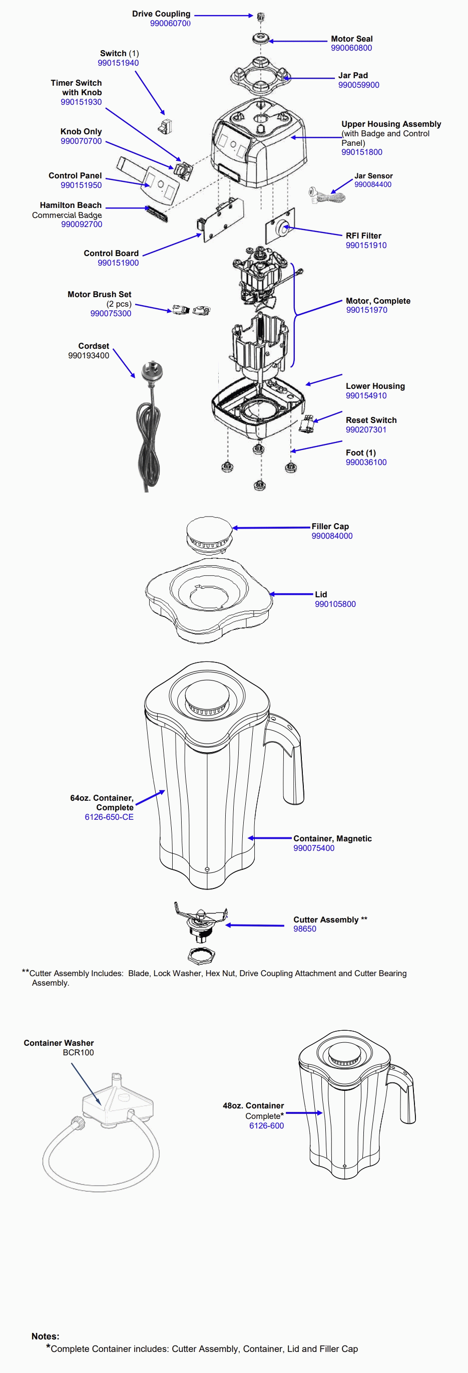 Diagram Diagram and Parts List for HBH550-AU  Hamilton Beach Blender
